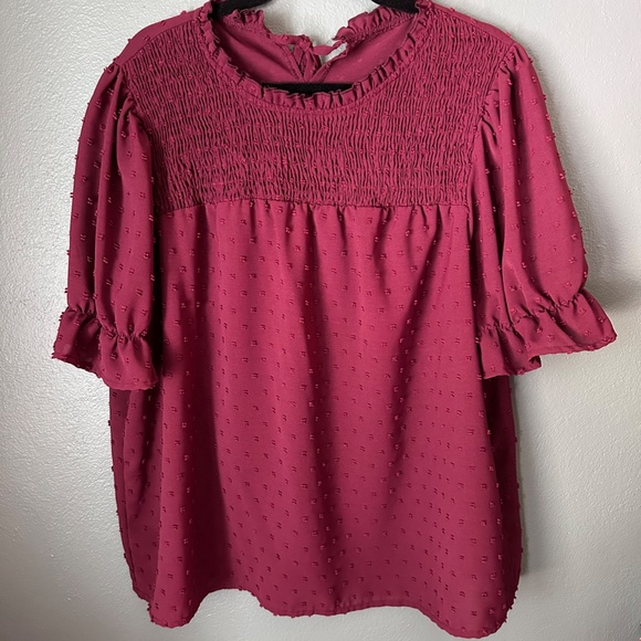 Frill Neck Swiss Dot Blouse - Picture 3 of 4